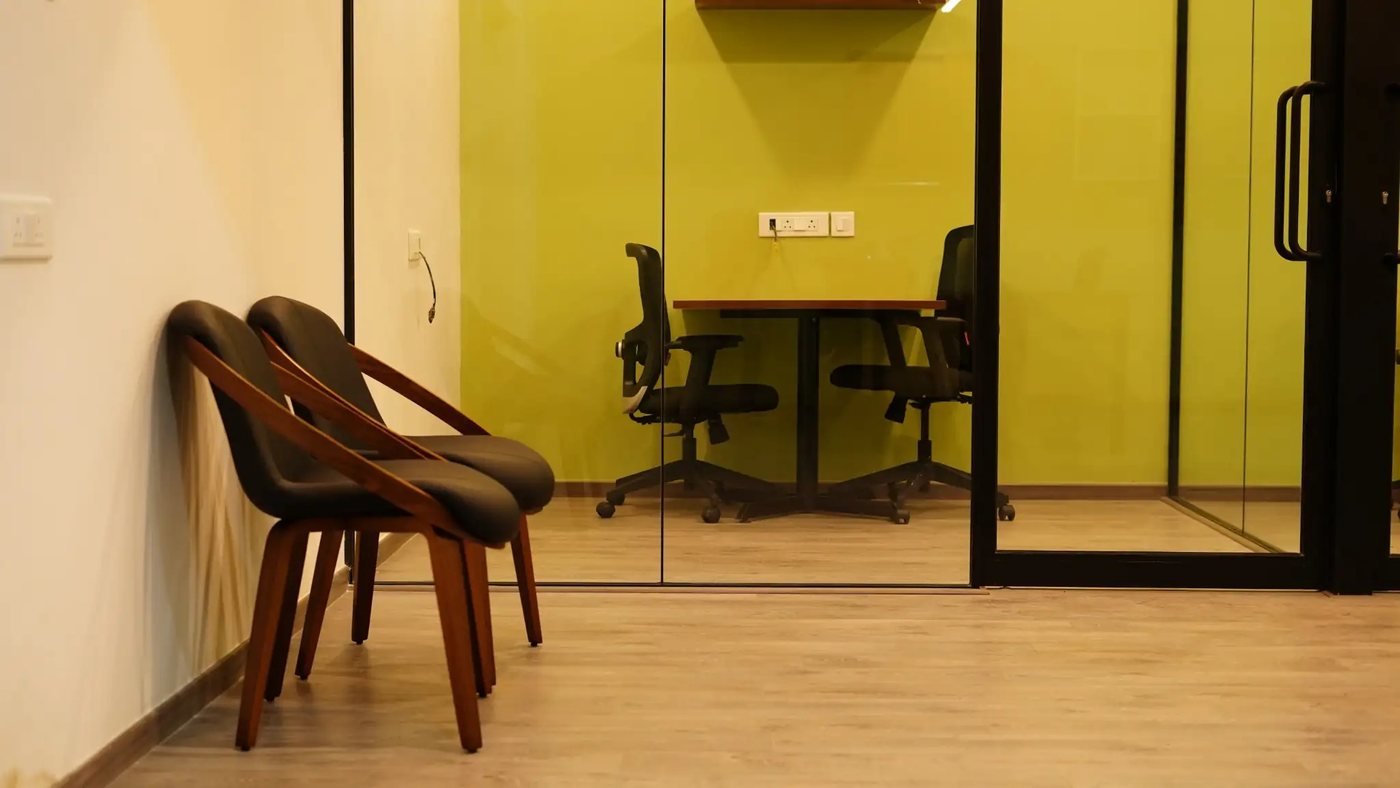 Glass-walled meeting room
