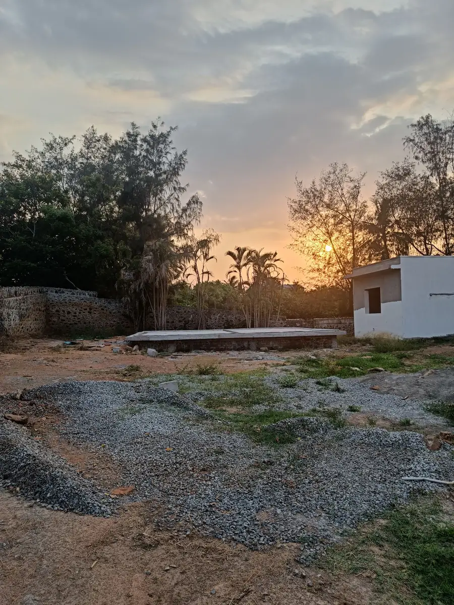 Empty site at sunset before construction