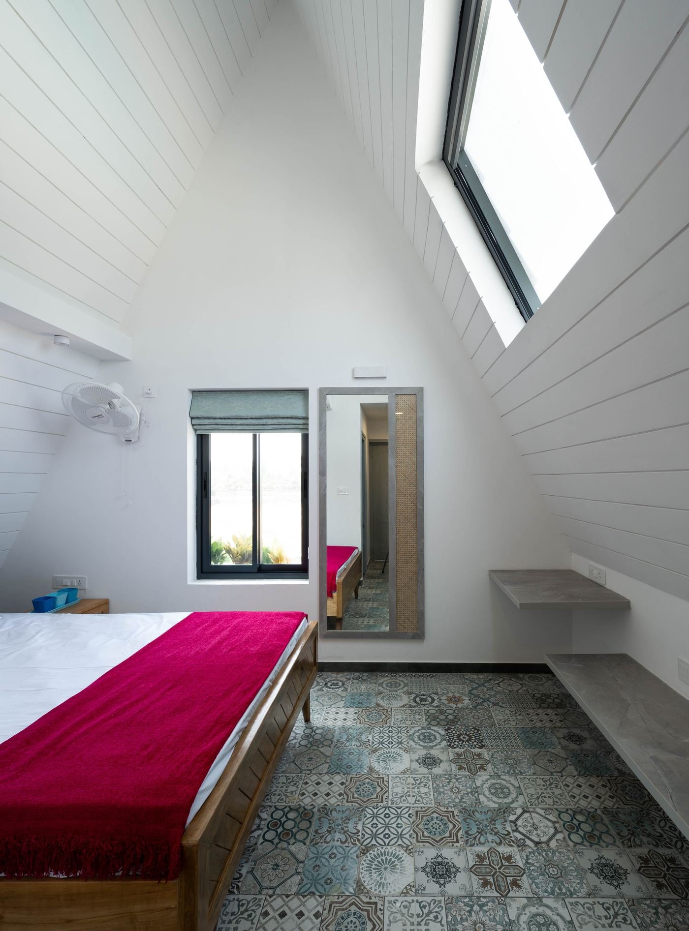 A-frame attic bedroom
